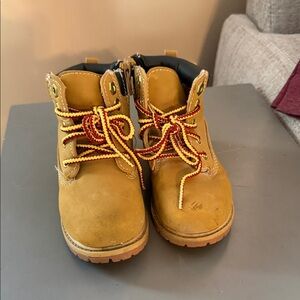 Faded Glory Kids Tan Boots with Yellow and Red Laces